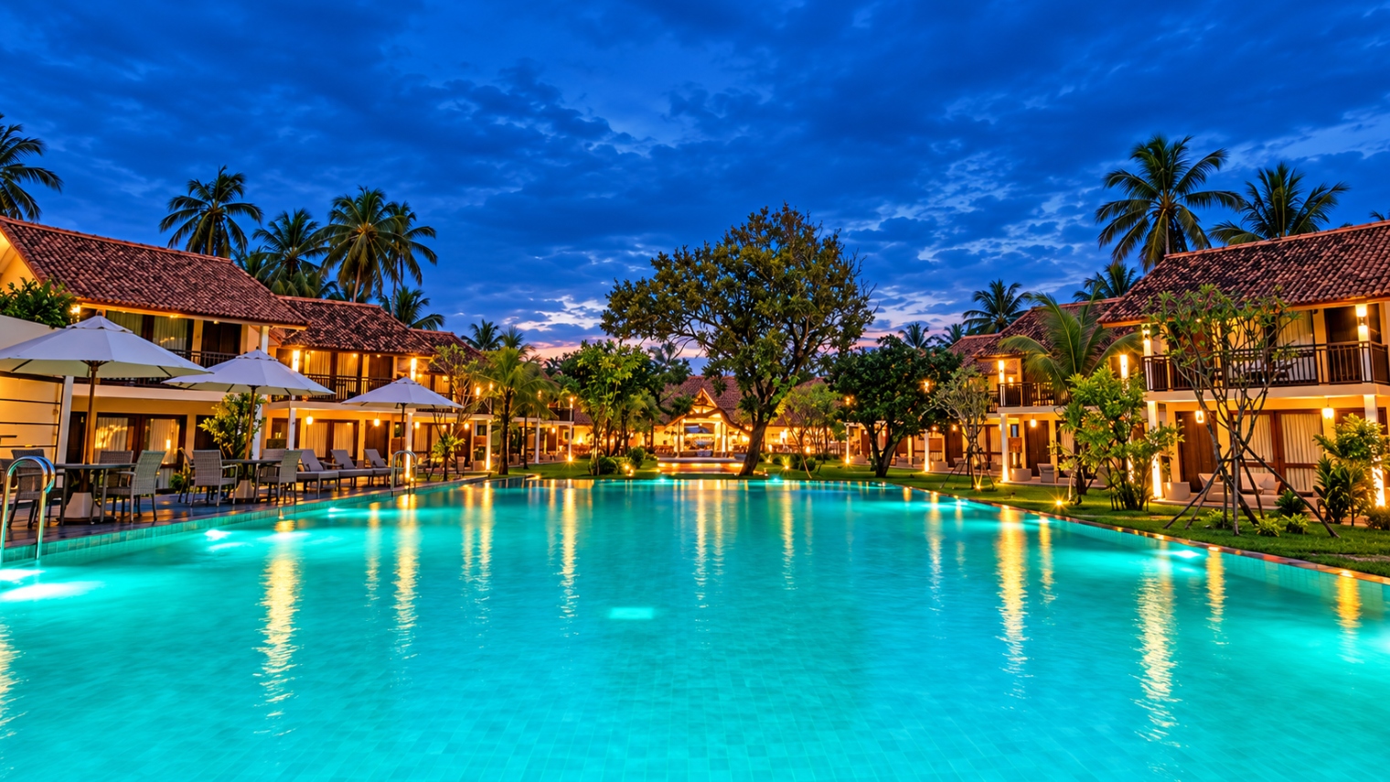 Luxury pool sunset
